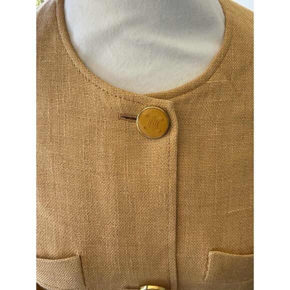 Vintage Celine Paris Blazer Skirt Suit Outfit Set Peach Size 6 EUR 36 Logo Prep - Picture 4 of 14